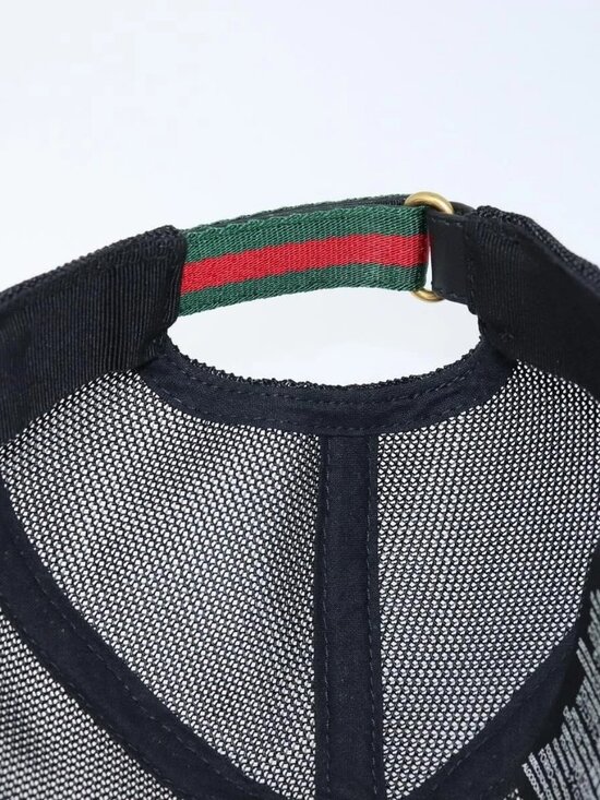 GUCCI GG Supreme Web Sherry Line Cap PVC L Beige Red Green 426887 Auth 171533 main image 14